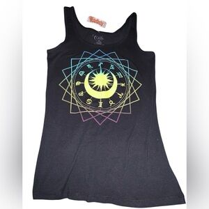 Cold Crush Spencer’s M Black Tank Top with Celestial  Horoscope Design NWT